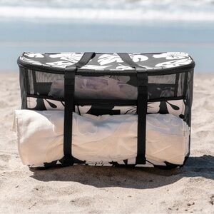 ALOHA Collection Black & White Tropical Leaf Tote